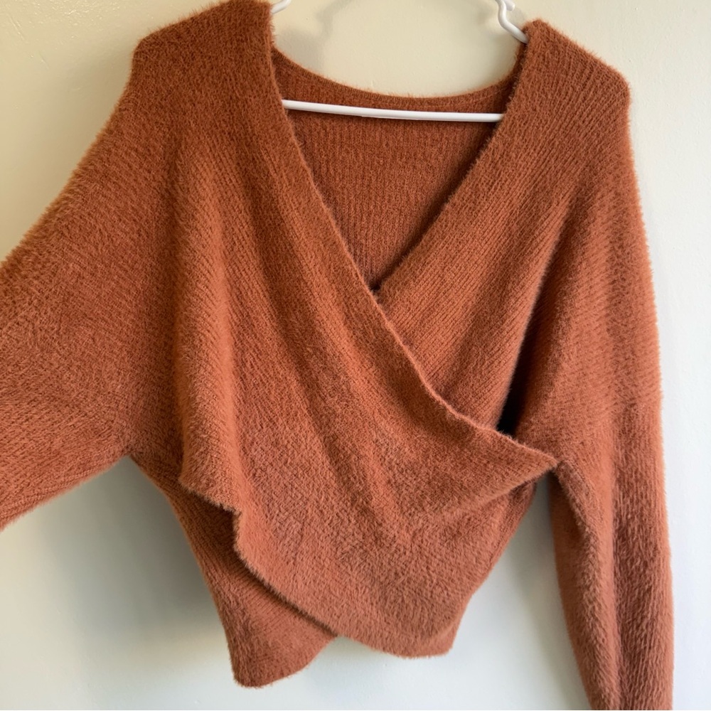 Pumpkin Orange Fuzzy Cozy Sweater - Picture 3 of 5